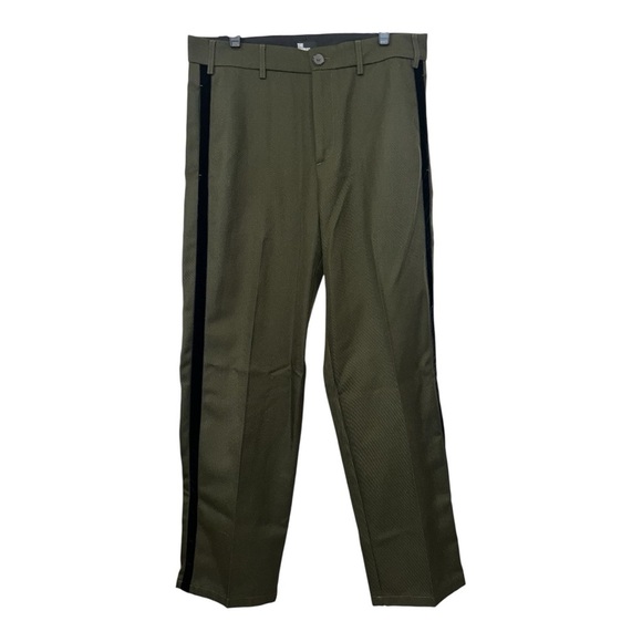 THE KOOPLES Mid-Rise Wide-Leg Trousers FR 48/ US 32 NWT Khaki Color black stripe - Picture 14 of 14